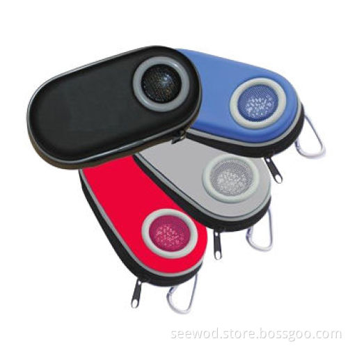 Portable speaker case, measures 16.5x9x5cm